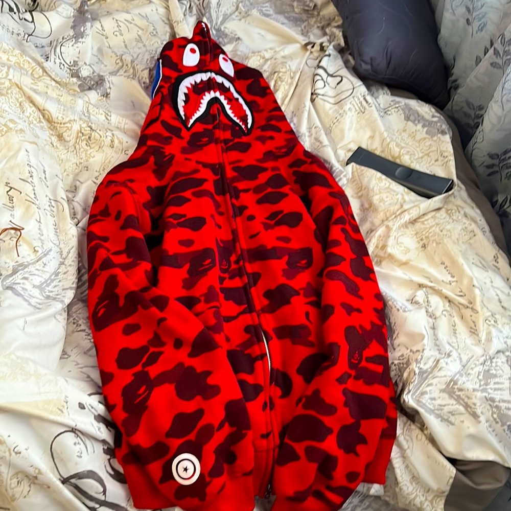 BAPE HOODIE RED MENS LARGE